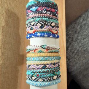 78 Artisan Nepal glass seed bead woven bracelets